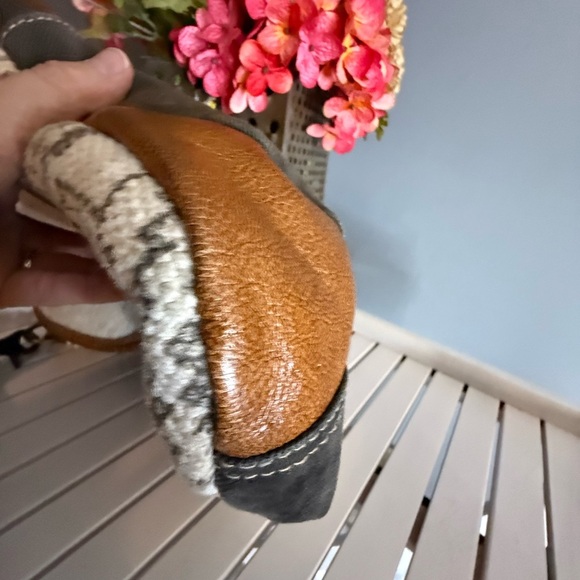 Myra Bag Purse Satchel New Cow Hide Leather canvas Medium Crossbody - Picture 6 of 10